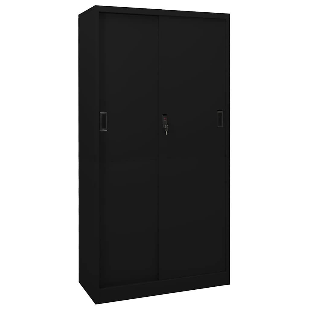Kontorikapp liuguksega, must, 90 x 40 x 180 cm, teras