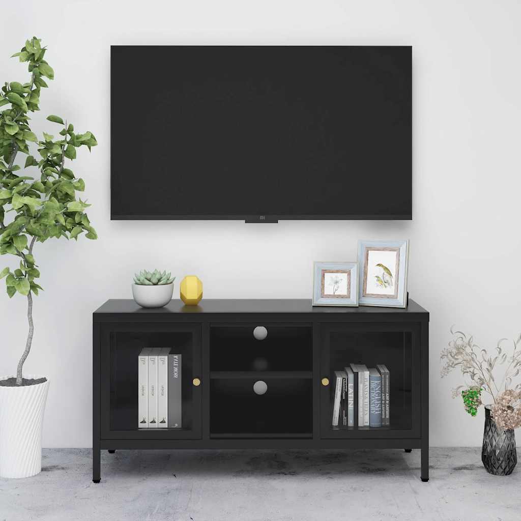 Telerialus, must, 105 x 35 x 52 cm, teras ja klaas