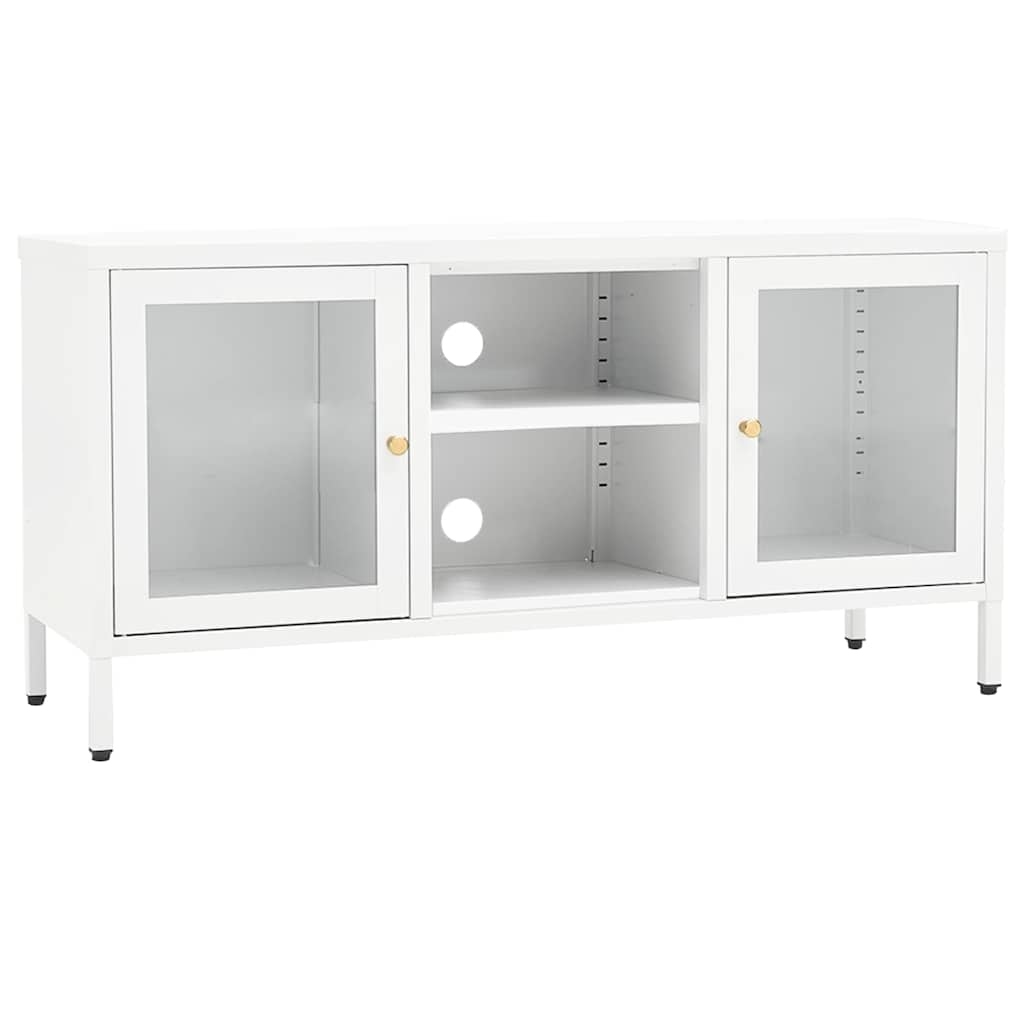 Telerialus, valge, 105 x 35 x 52 cm, teras ja klaas