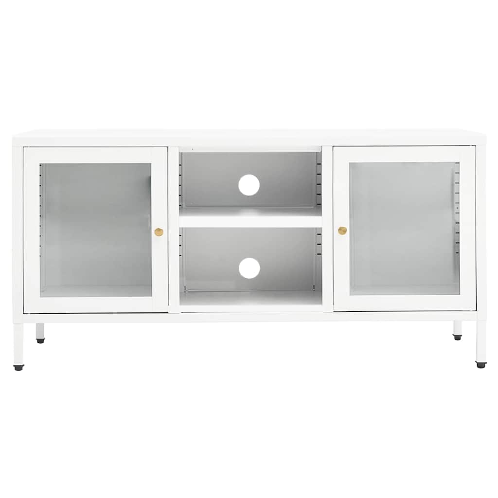 Telerialus, valge, 105 x 35 x 52 cm, teras ja klaas