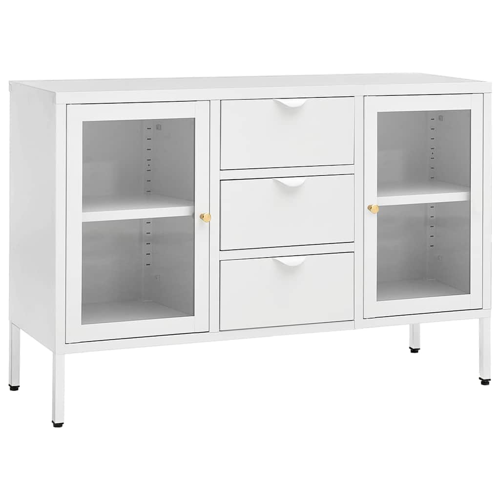Puhvetkapp, valge, 105 x 35 x 70 cm, teras ja klaas