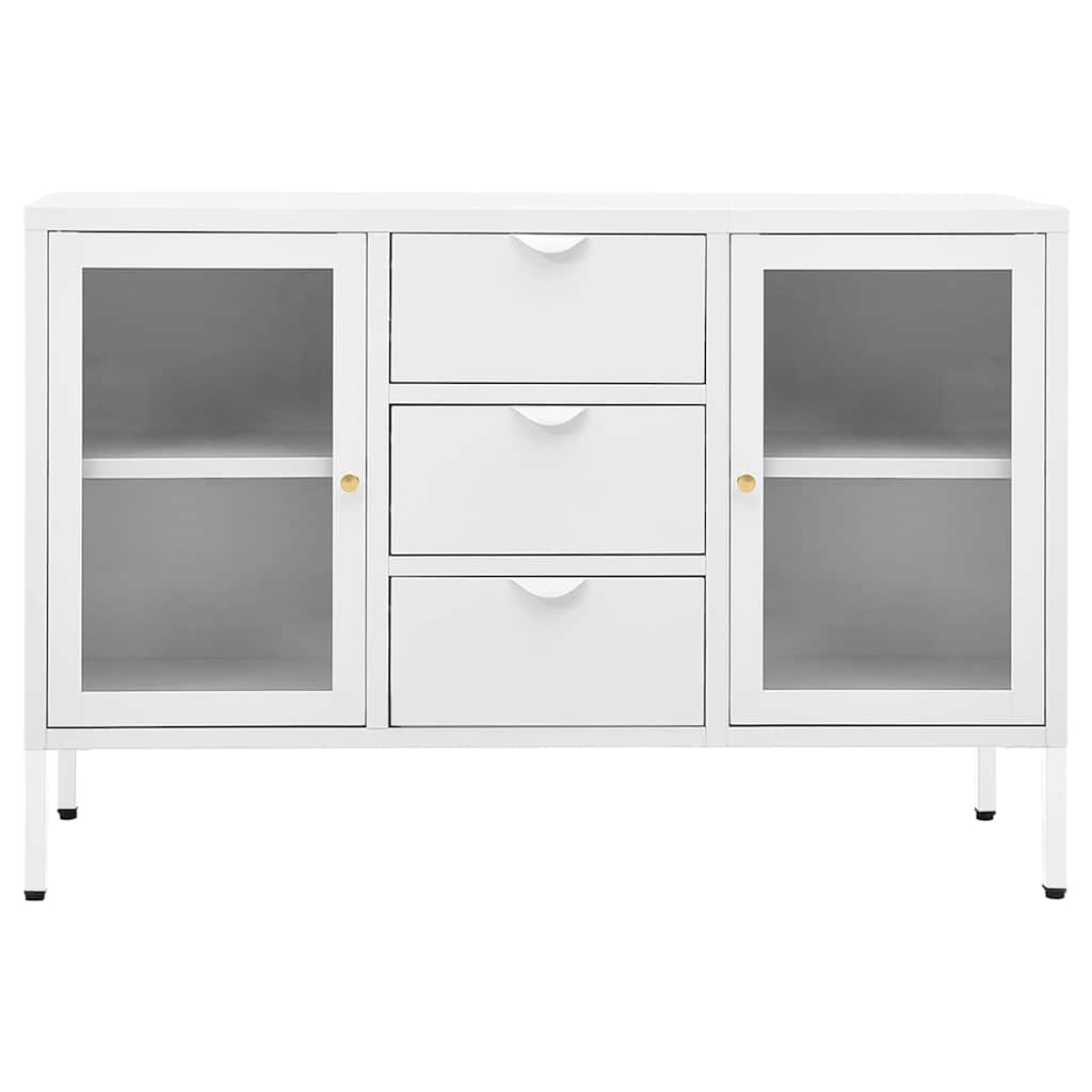 Puhvetkapp, valge, 105 x 35 x 70 cm, teras ja klaas