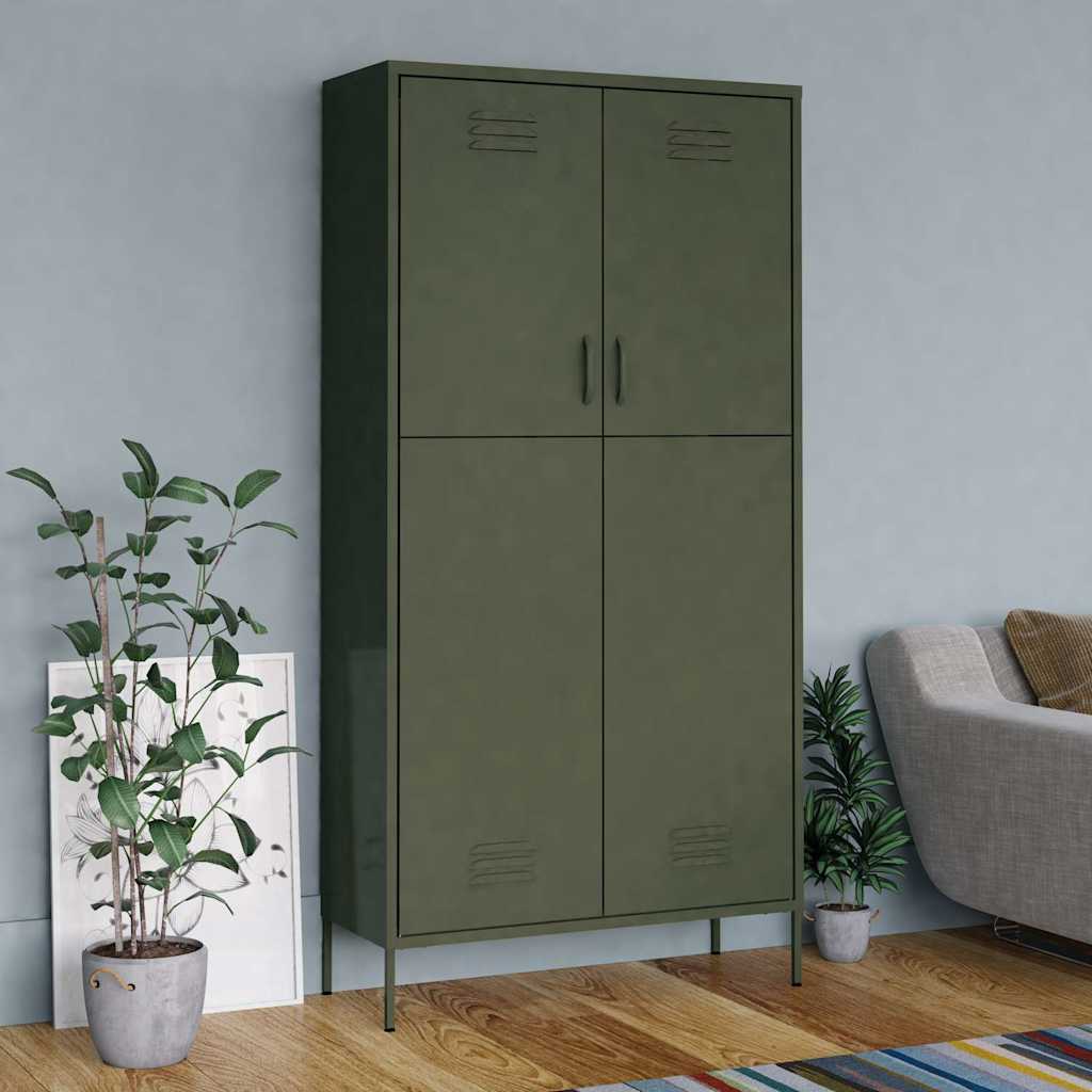 Garderoob, oliivroheline, 90 x 50 x 180 cm, teras