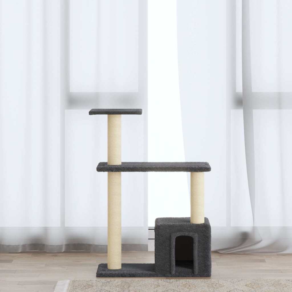 Kassimaja sisalköitega kraapimispuudega, tumehall, 70 cm