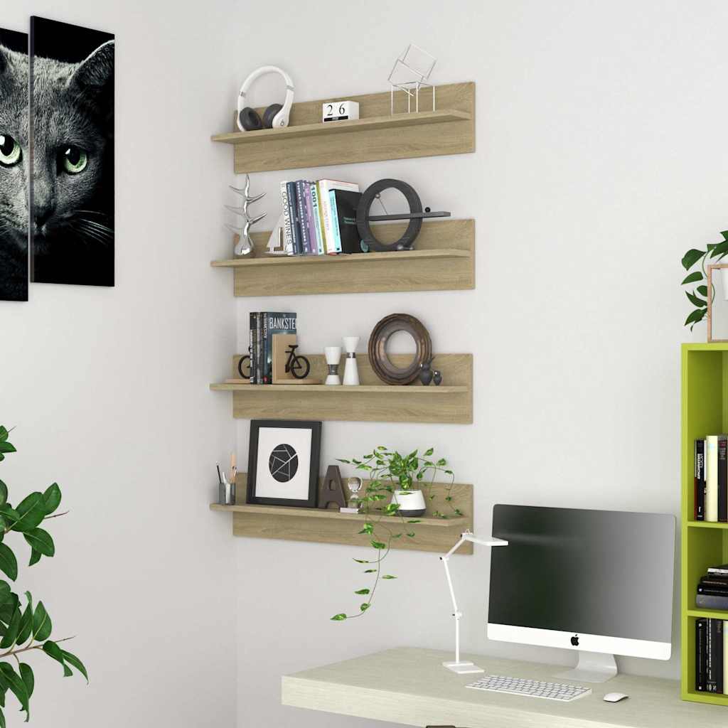 Seinariiulid 4 tk, Sonoma tamm, 80x11,5x18 cm, puitlaastplaat