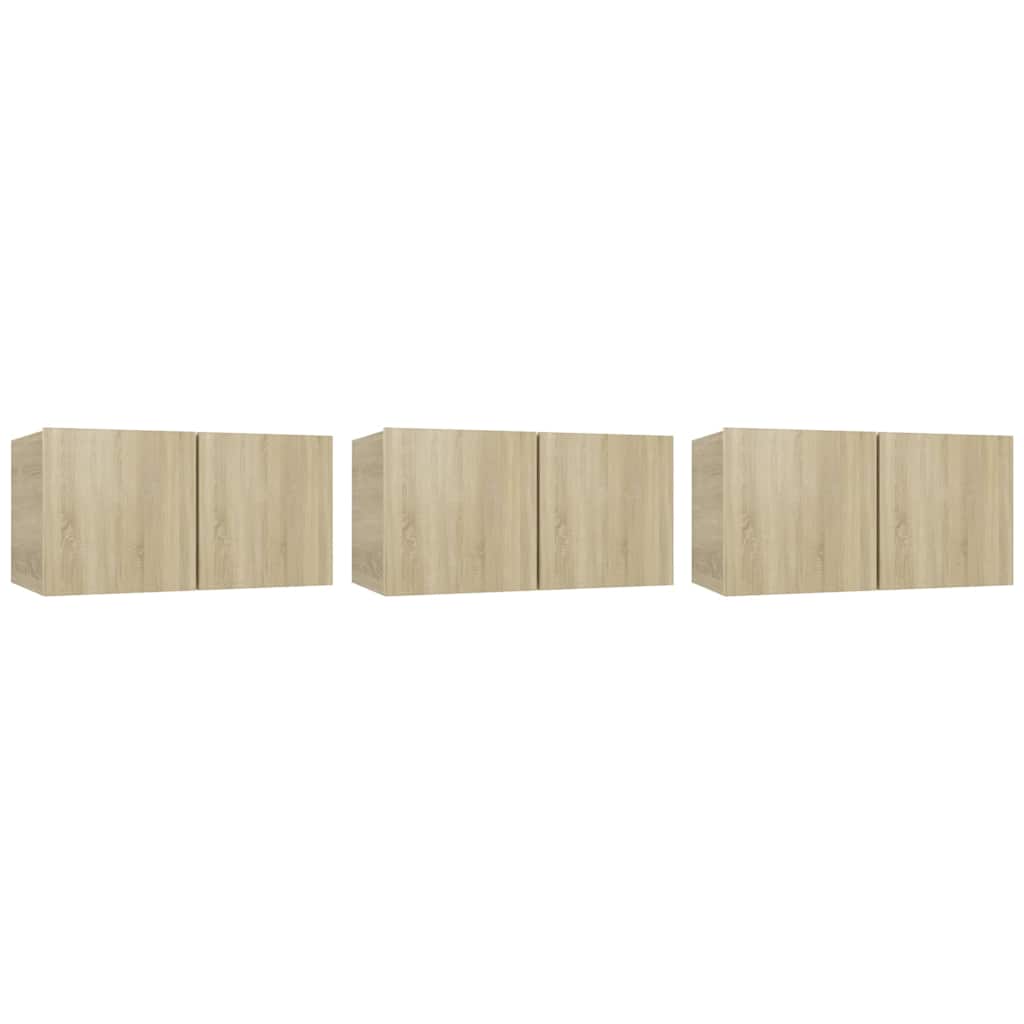 Seina telerikapid 3 tk, Sonoma tamm 60x30x30 cm