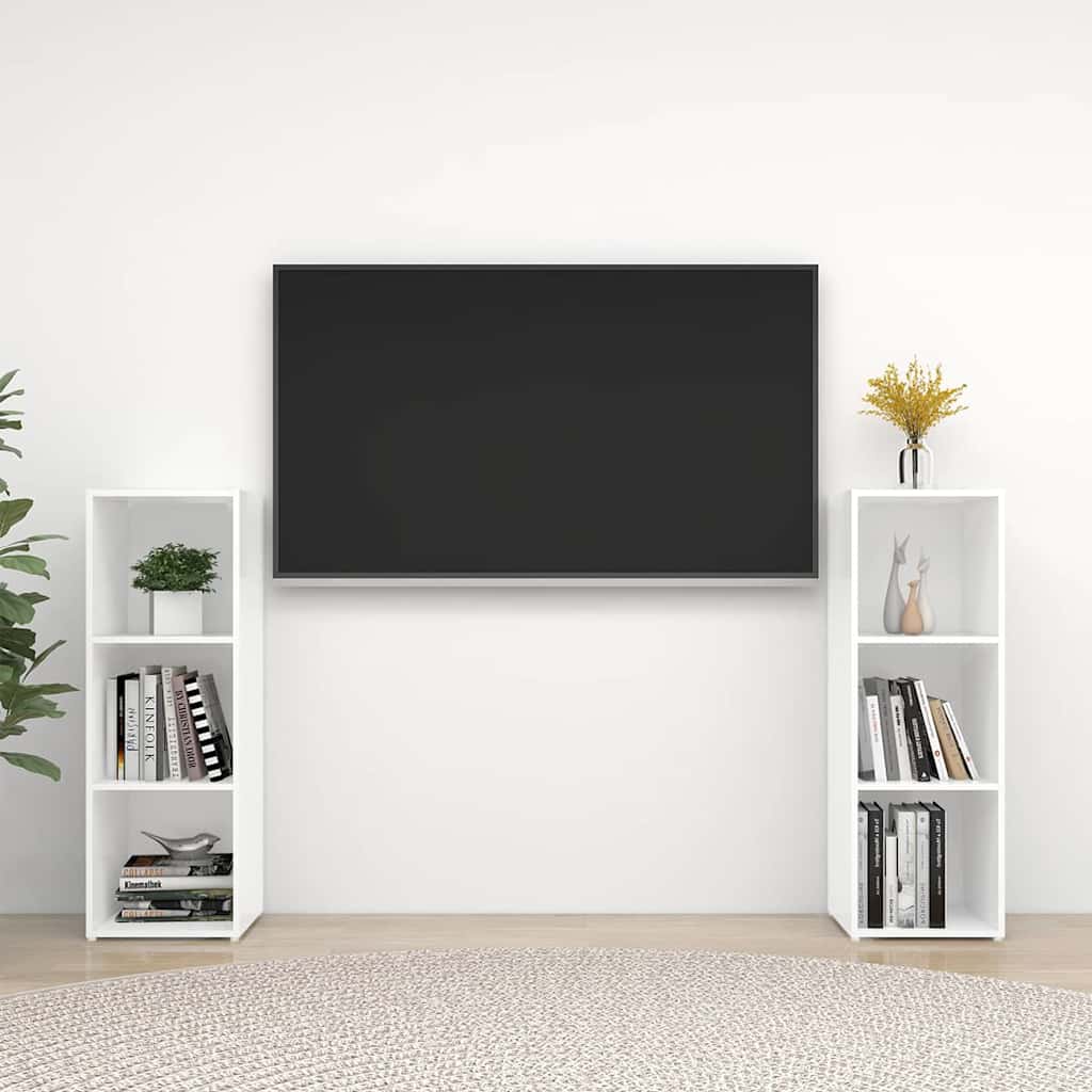 Telerikapid 2 tk, valge, 107 x 35 x 37 cm, puitlaastplaat