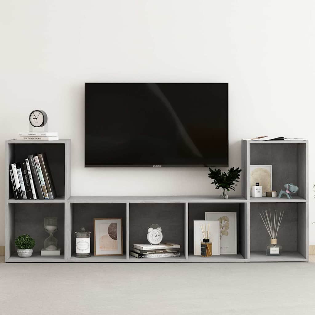 3-osaline telerikappide komplekt, betoonhall, puitlaastplaat