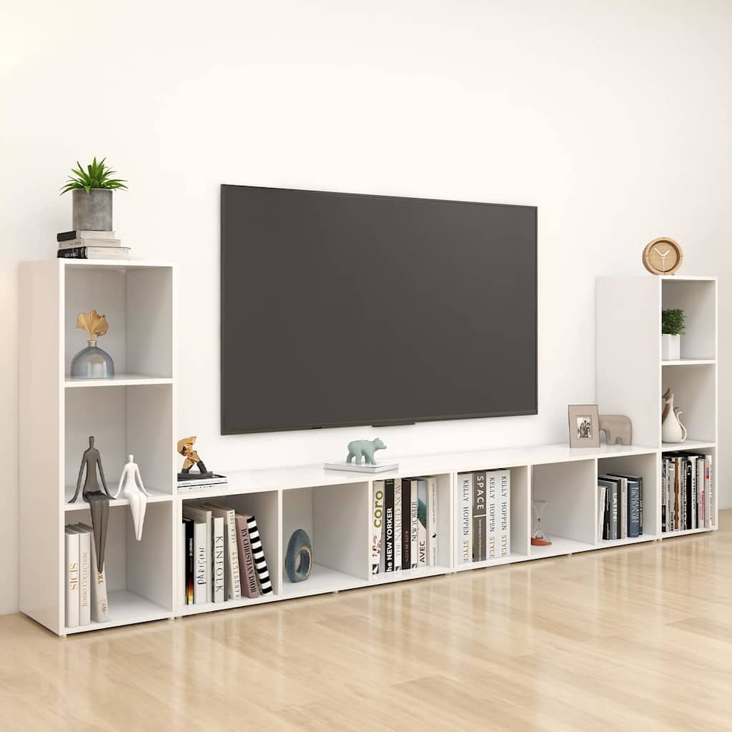 Telerikapid 4 tk valge 107x35x37 cm puitlaastplaat