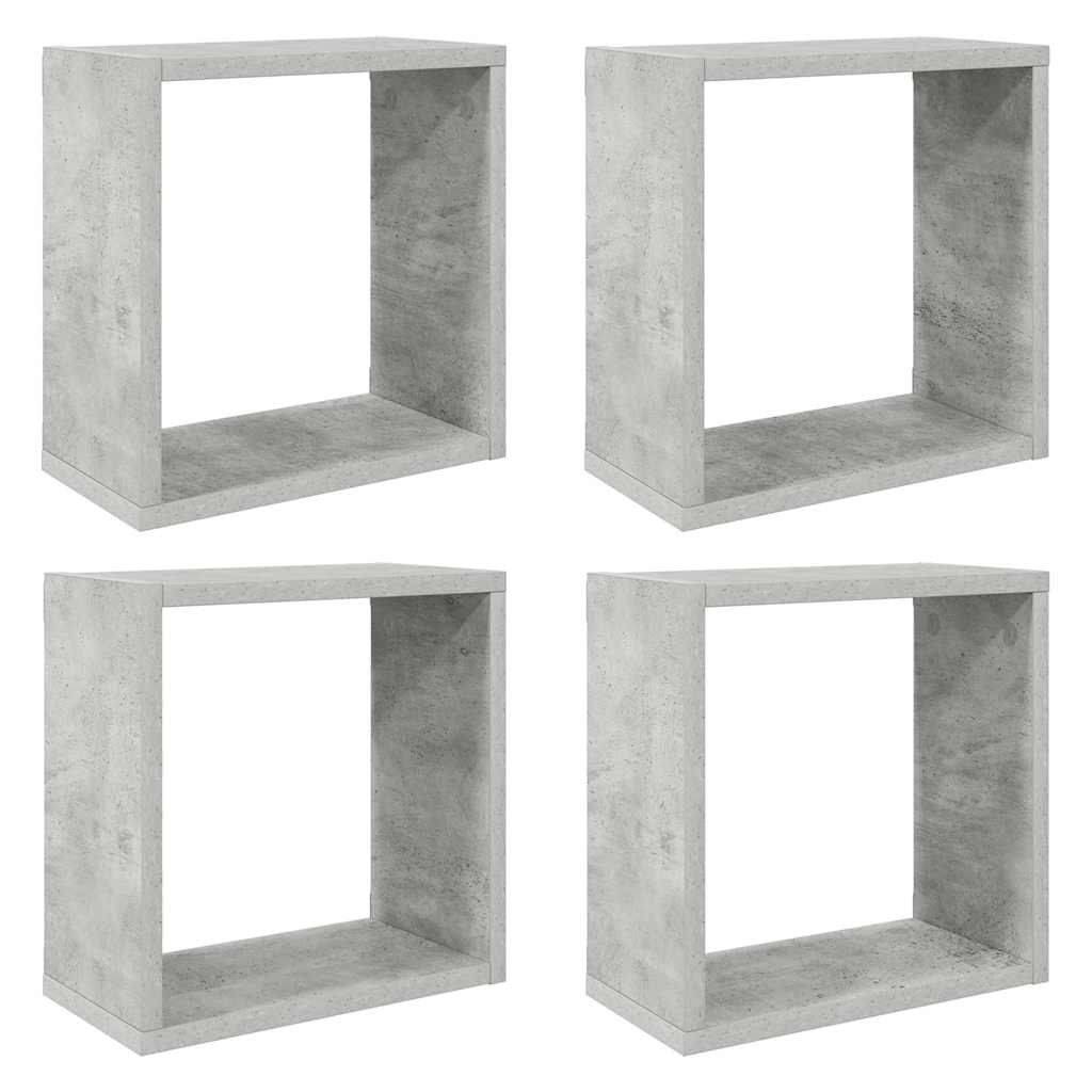 Kuubikukujulised seinariiulid 4 tk, betoonhall, 30 x 15 x 30 cm