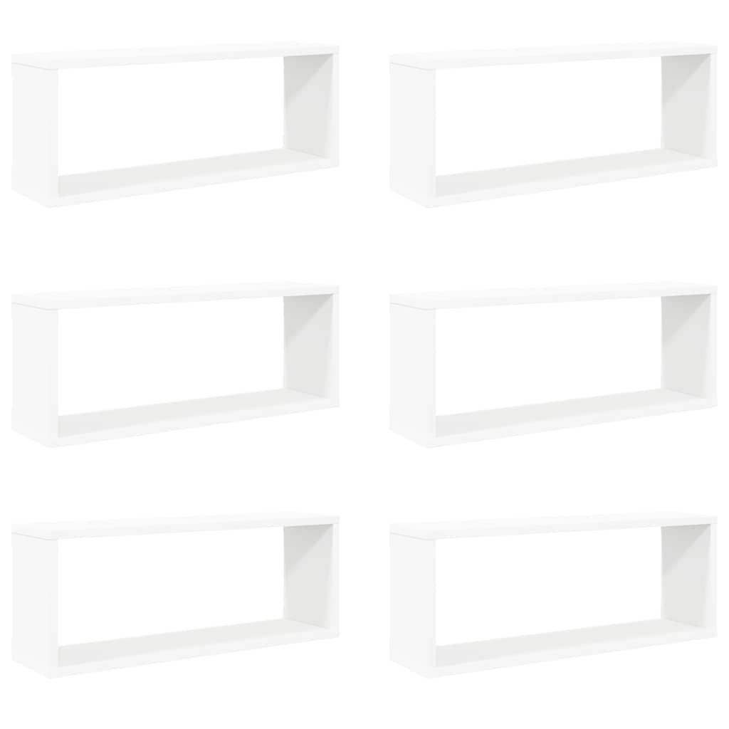 Kuubikukujulised seinariiulid 6 tk, valge, 60x15x23cm tehispuit