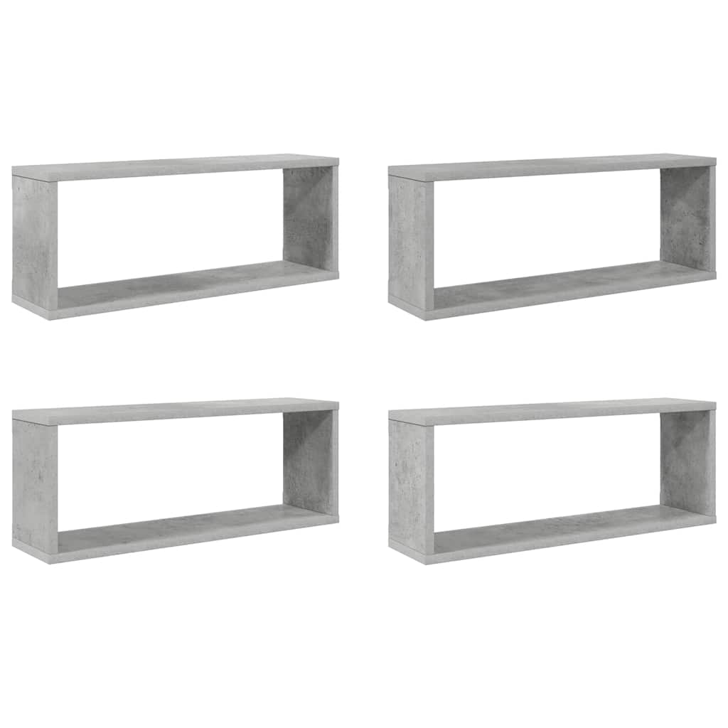 Kuubikukujulised seinariiulid 4 tk, betoonhall, 60x15x23 cm