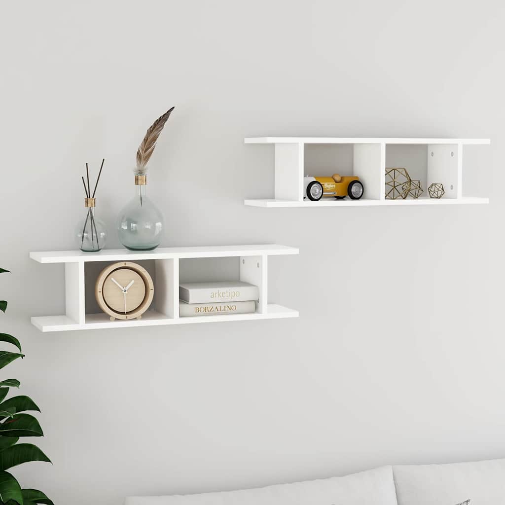 Seinariiulid 2 tk, valge, 75x18x20 cm, tehispuit