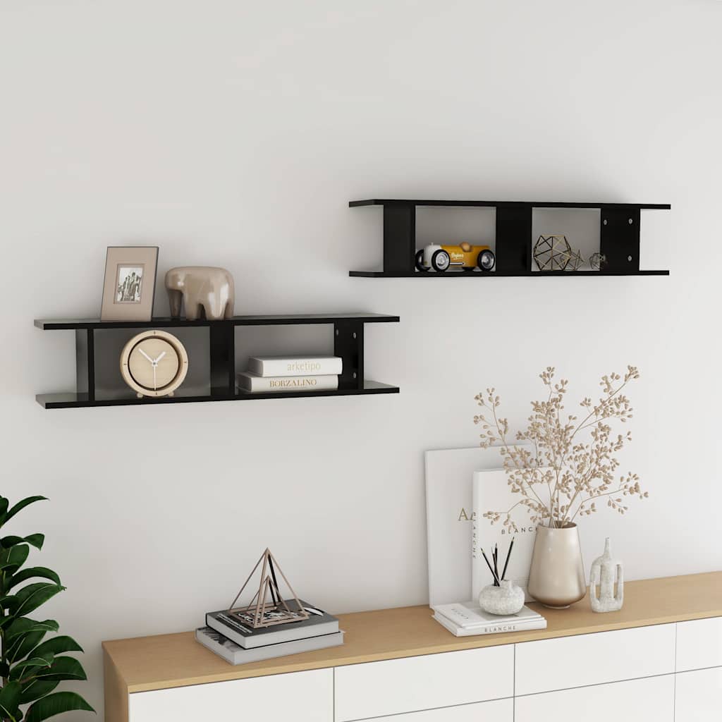 Seinariiulid 2 tk, must, 90x18x20 cm, puitlaastplaat