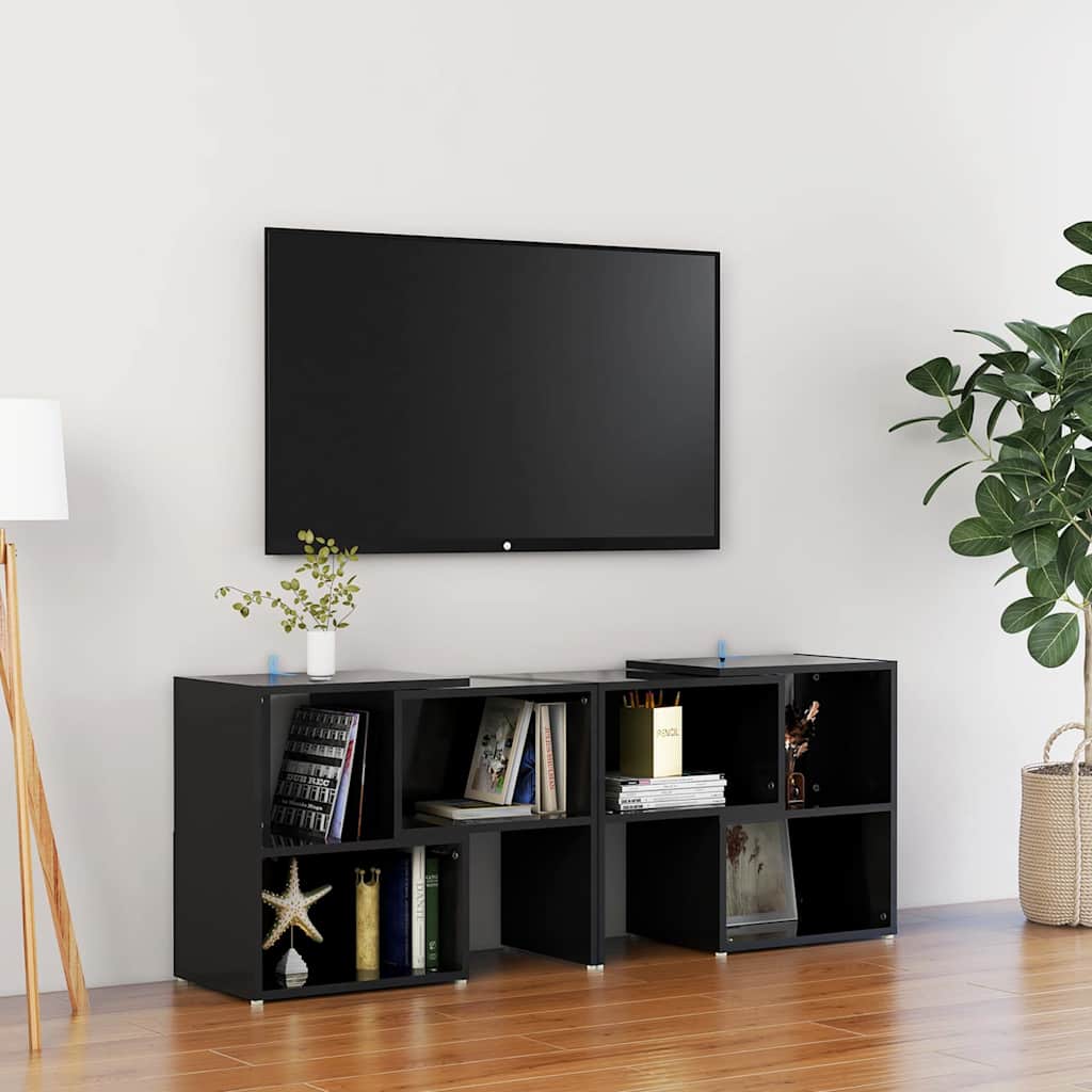 Telerikapp, kõrgläikega must, 104 x 30 x 52 cm, tehispuit