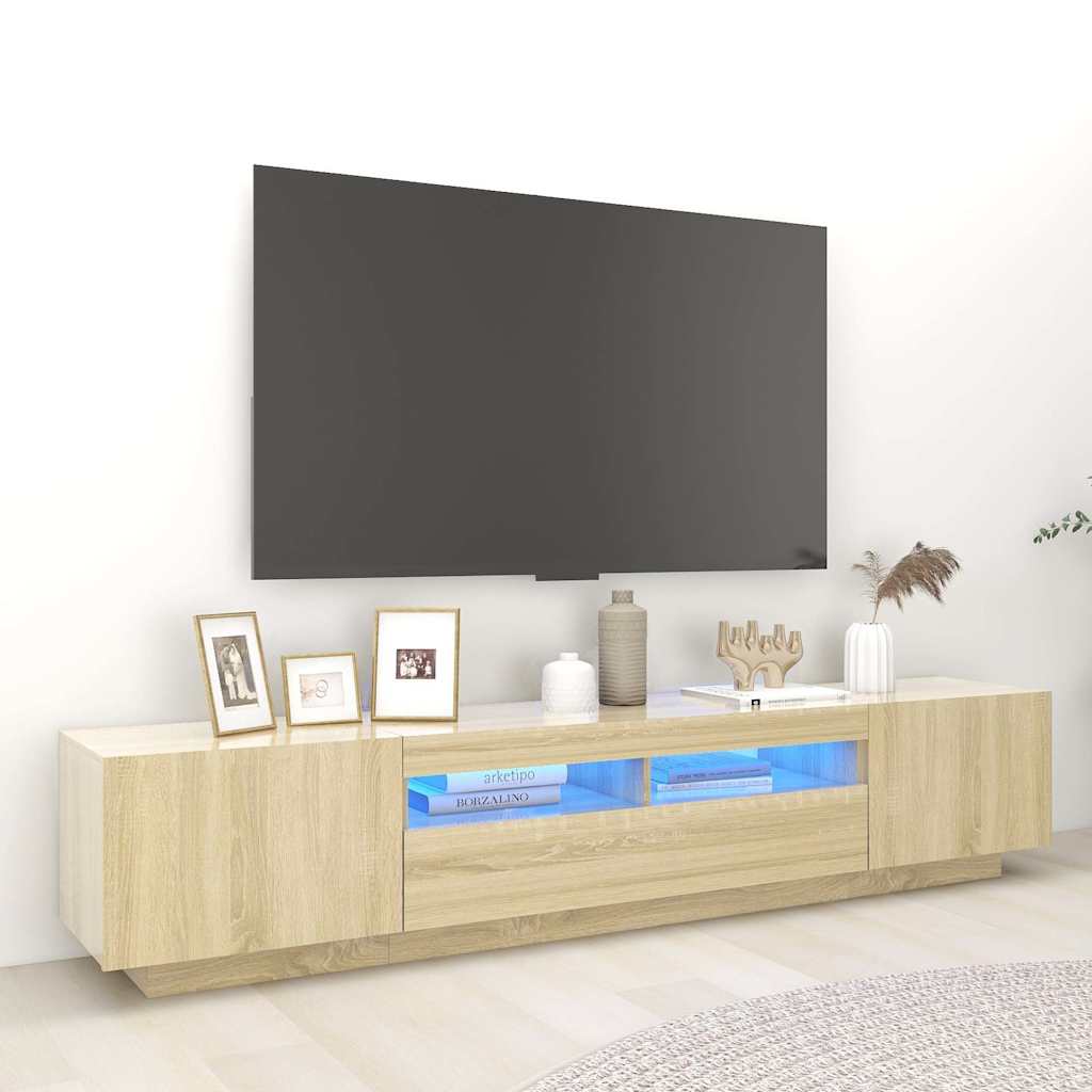 Telerikapp LED-tuledega, Sonoma tamm, 200 x 35 x 40 cm
