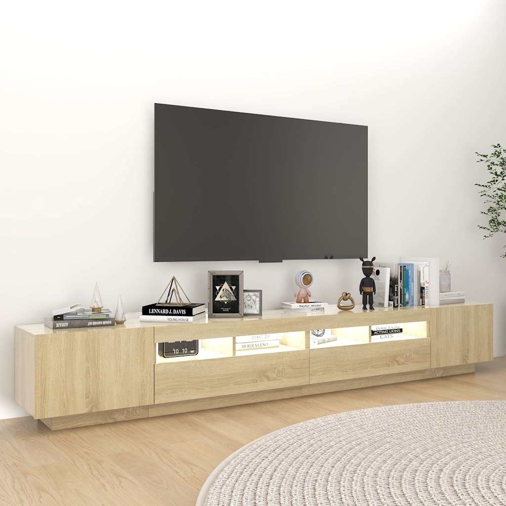 Telerikapp LED-tuledega, Sonoma tamm, 260 x 35 x 40 cm