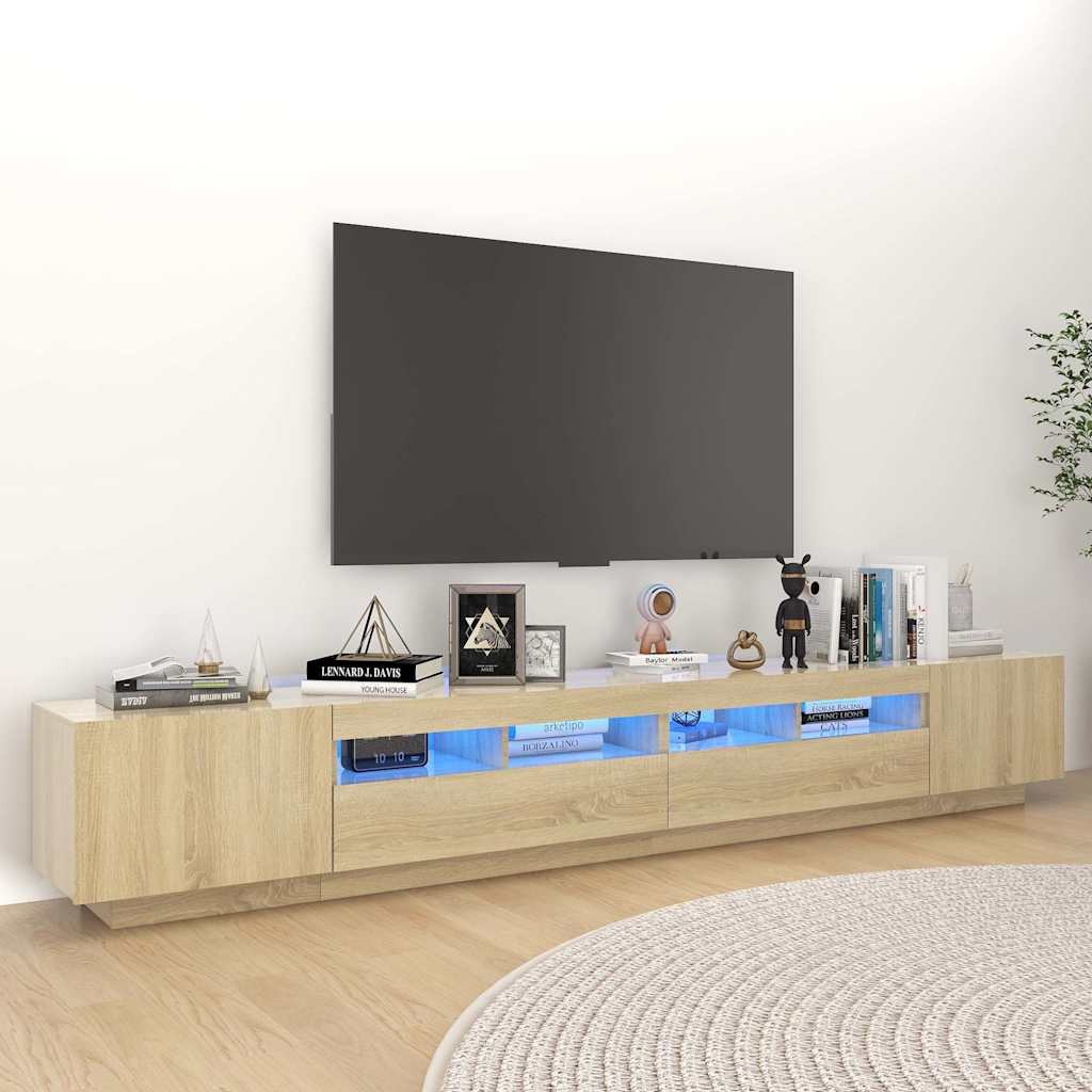 Telerikapp LED-tuledega, Sonoma tamm, 260 x 35 x 40 cm