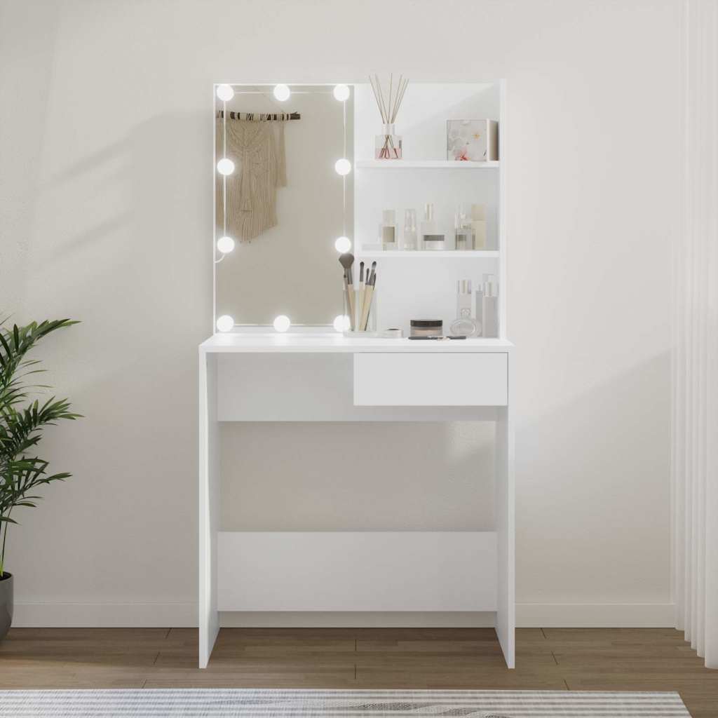 Tualettlaud LEDiga, valge, 74,5 x 40 x 141 cm