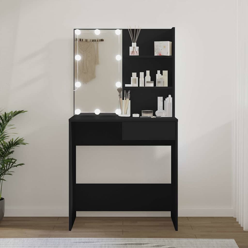 Tualettlaud LEDiga, must, 74,5 x 40 x 141 cm