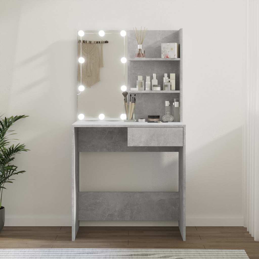 Tualettlaud LEDiga, betoonhall, 74,5 x 40 x 141 cm