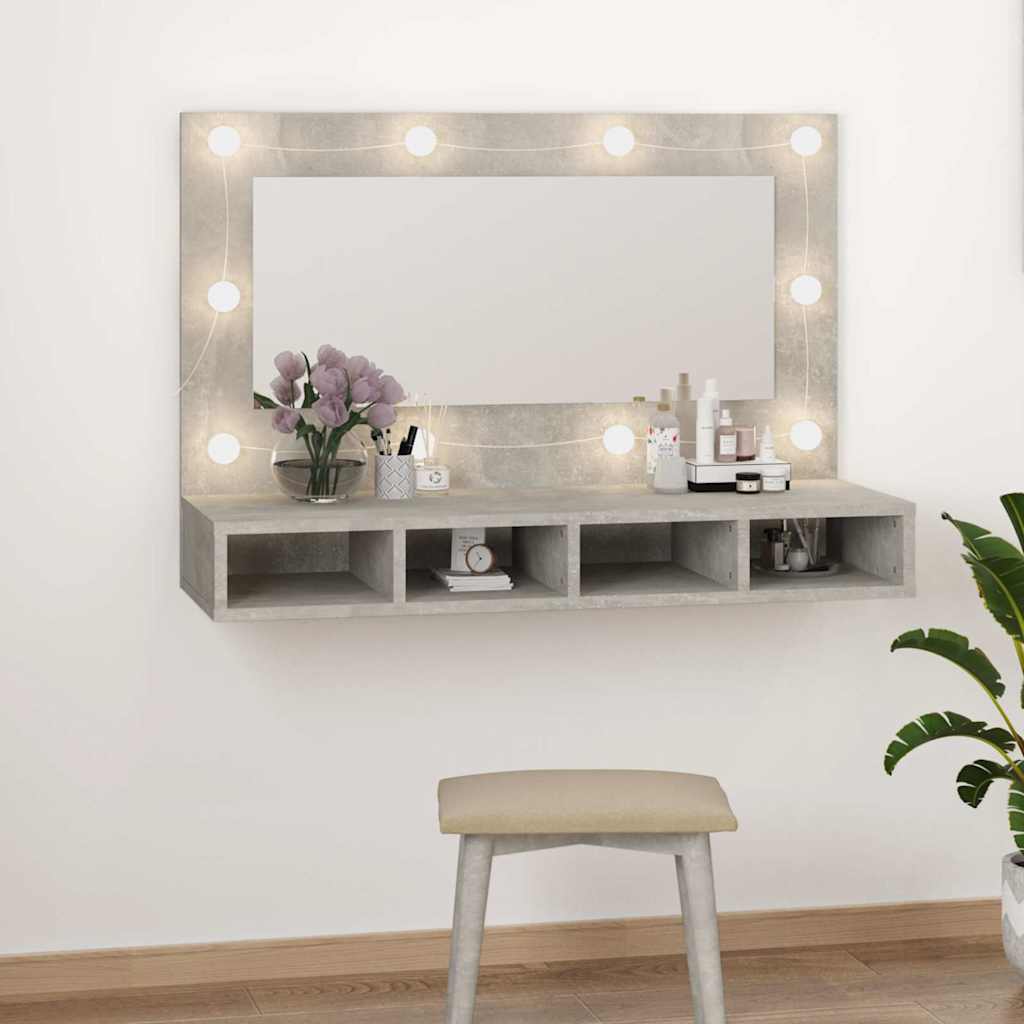 Peegelkapp LEDiga, betoonhall, 90x31,5x62 cm