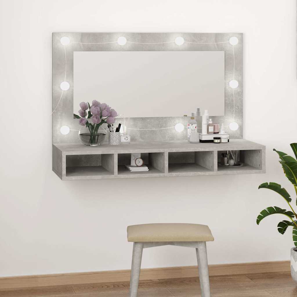 Peegelkapp LEDiga, betoonhall, 90x31,5x62 cm
