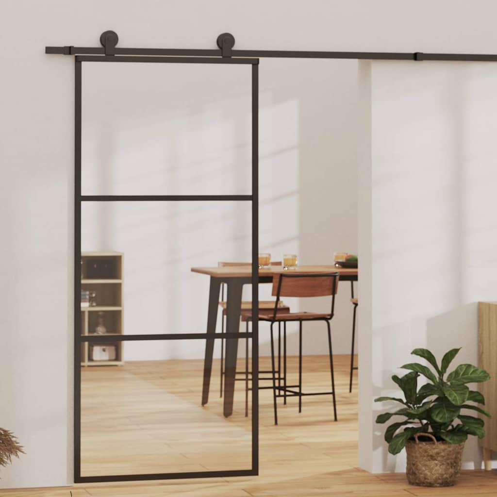 Liuguks riistvarakomplektiga, ESG klaas ja alumiinium, 90x205cm