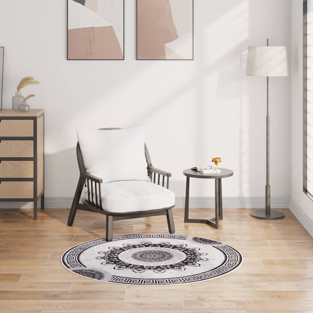 Vaip, pestav, φ120 cm, must ja hall, libisemisvastane