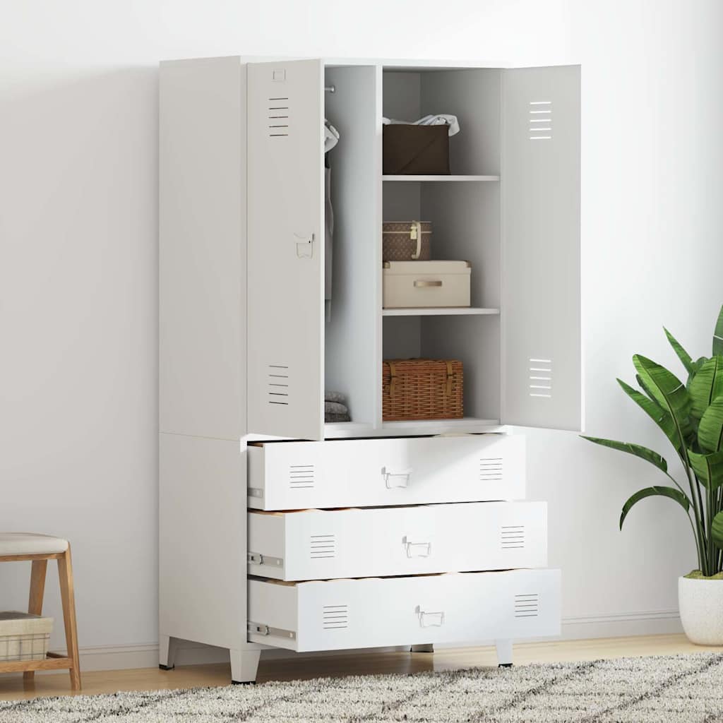 Garderoob, valge, 90 x 50 x 180 cm, metall