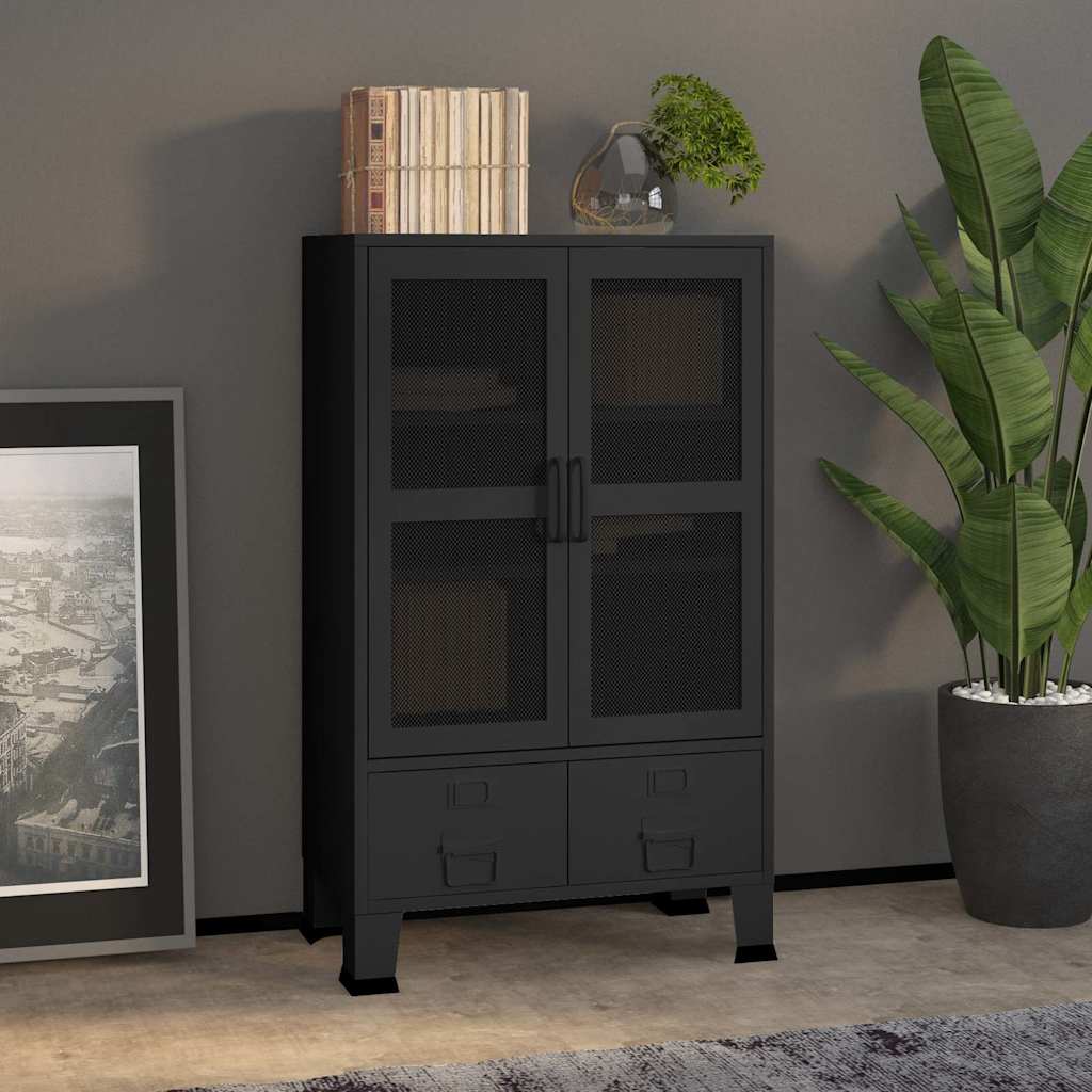 Industriaalne hoiukirst, must, 70 x 40 x 115 cm, metall