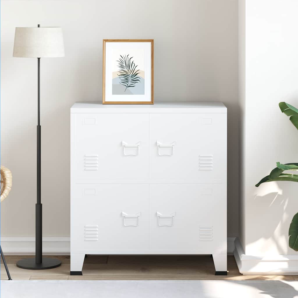 Tööstuslik hoiukirst valge 75x40x80 cm teras