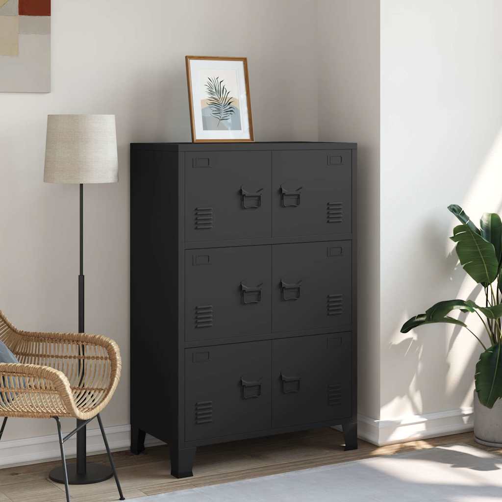 Industriaalne hoiukirst, must, 75x40x115 cm, metall