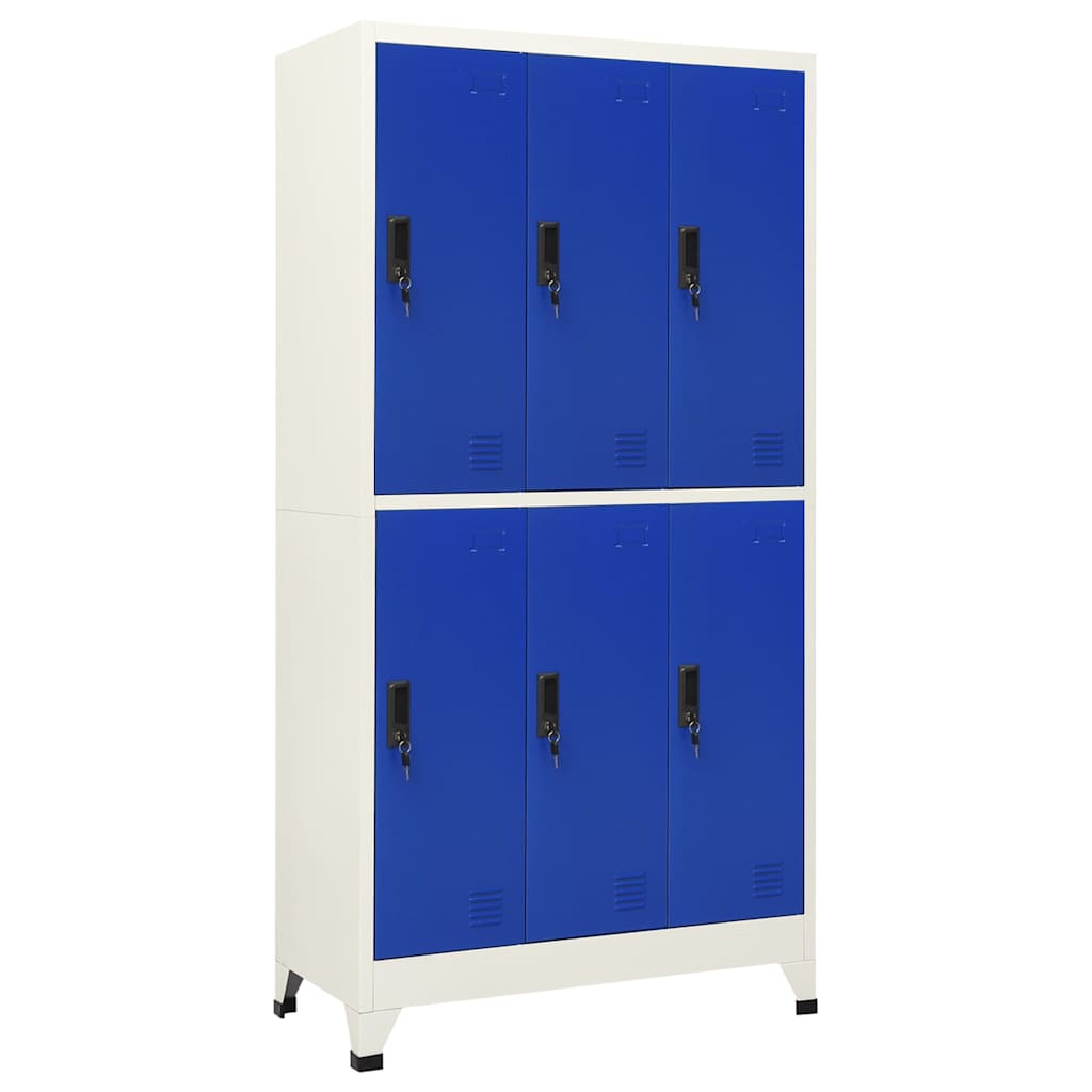 Lukustatav hoiukapp, hall ja sinine, 90 x 45 x 180 cm, teras