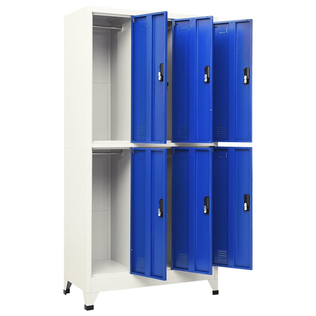 Lukustatav hoiukapp, hall ja sinine, 90 x 45 x 180 cm, teras