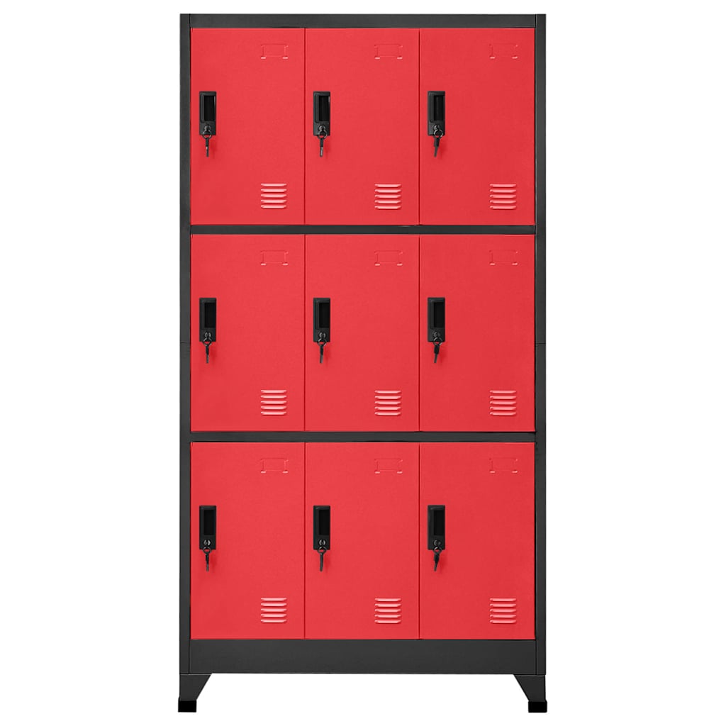 Lukustatav hoiukapp, antratsiit, punane, 90x45x180 cm, teras