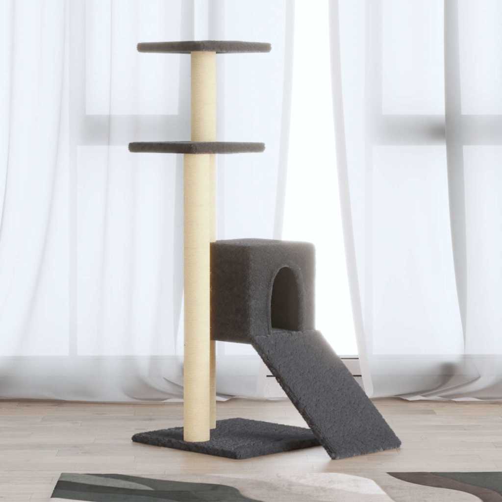 Kassimaja sisalköitega kraapimispostidega, tumehall, 92 cm