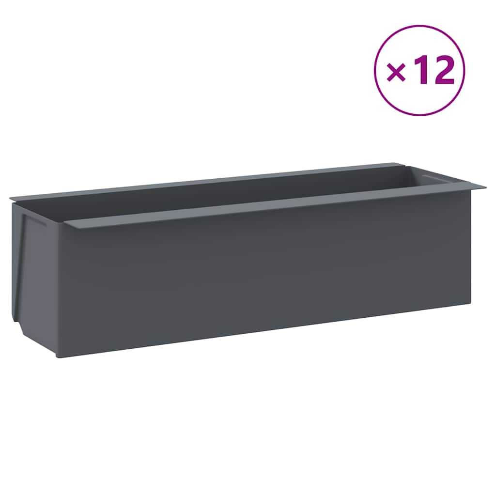 Lillekastid euroalustele 12 tk hall 36x13,5x9,5 cm PP