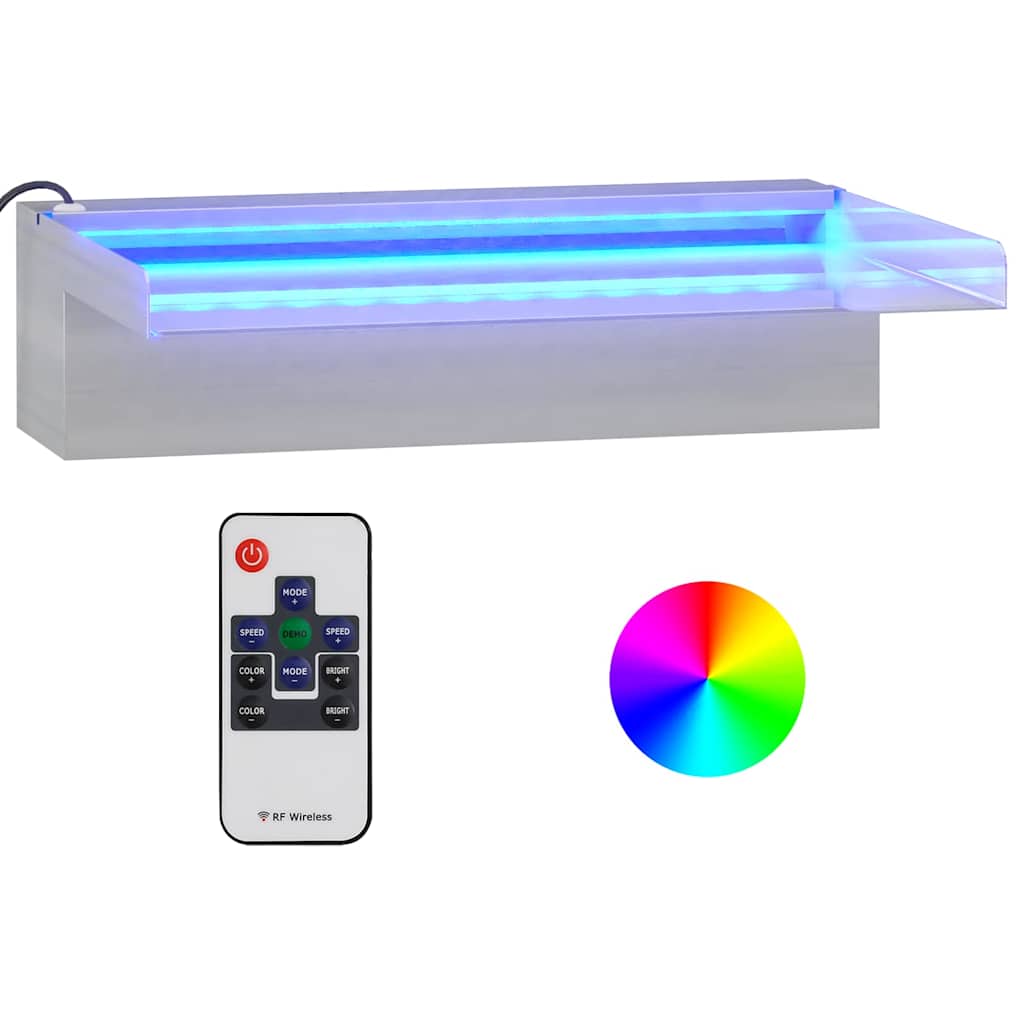 Purskkaevu kosk RGB LED-tuledega, roostevaba teras, 30 cm