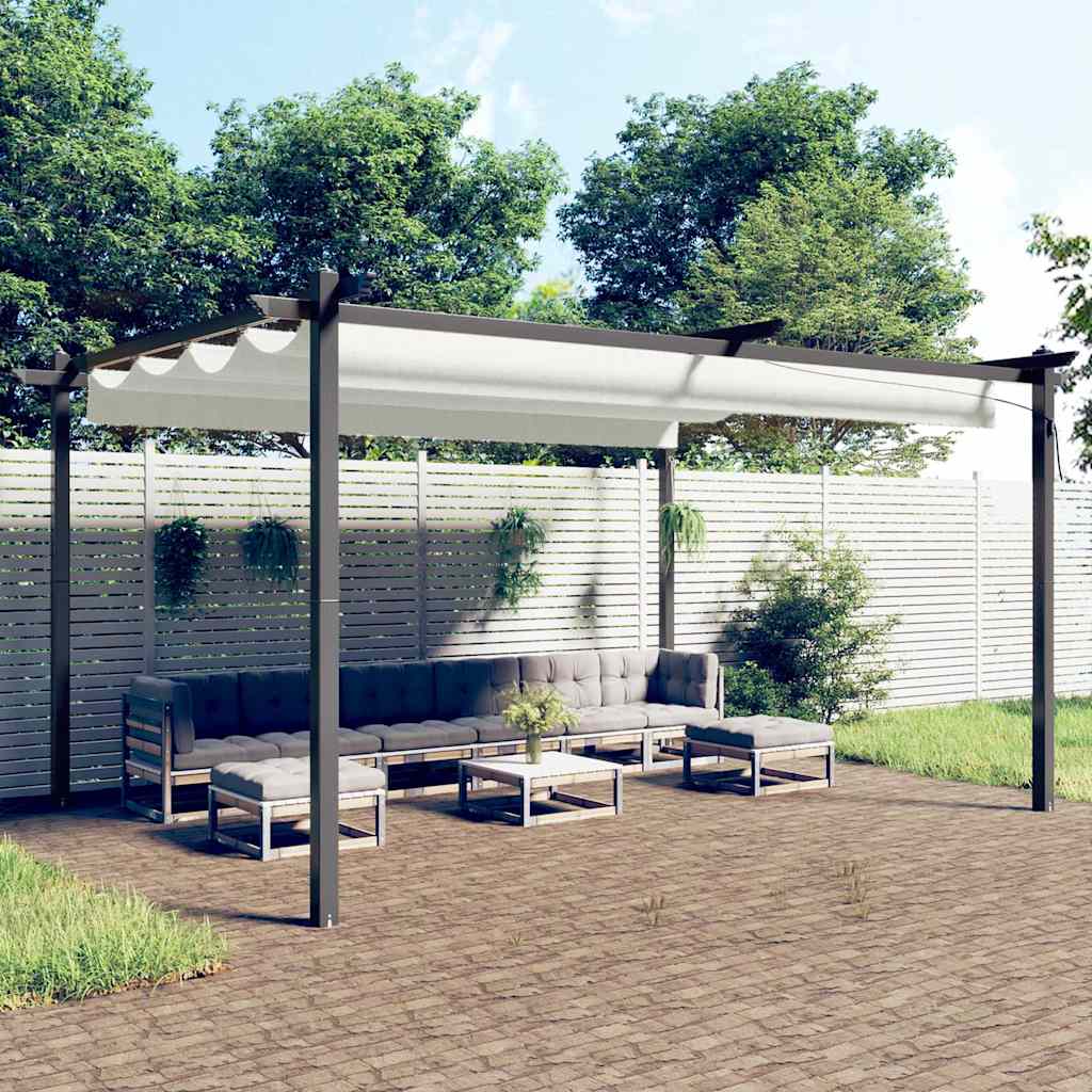 Varjualune eemaldatava katusega, 4 x 3 m, kreemjas