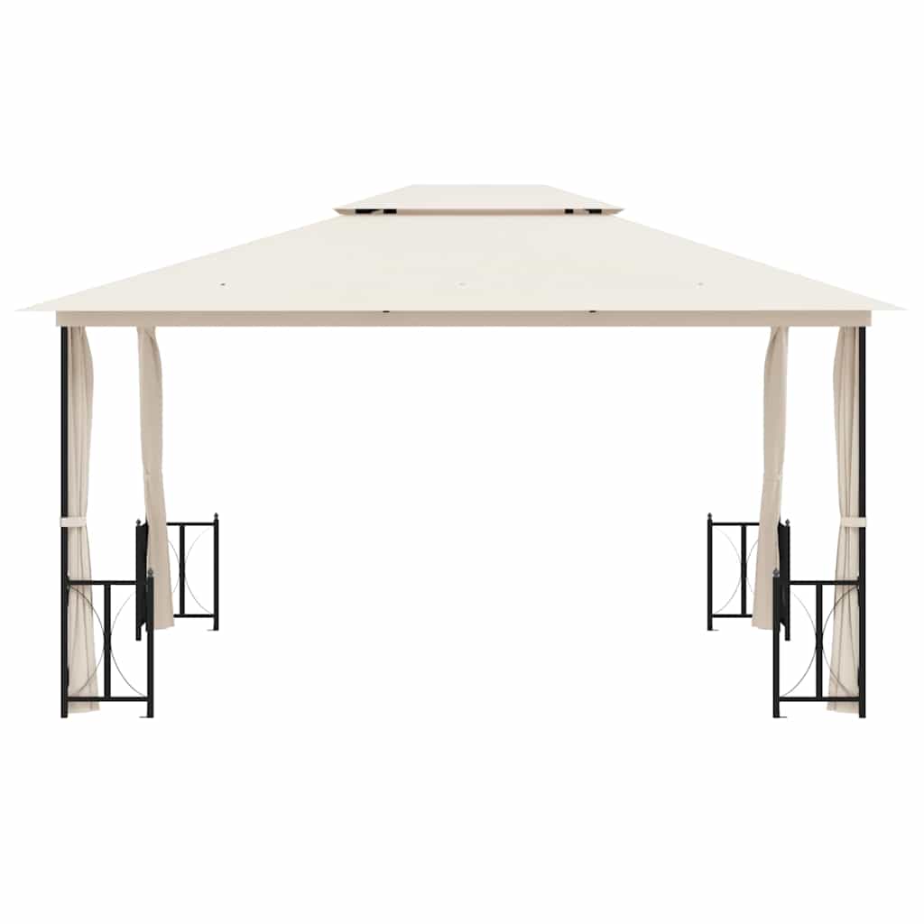 Varjualune külgseinte ja kahekordse katusega, 3 x 4 m, kreemjas