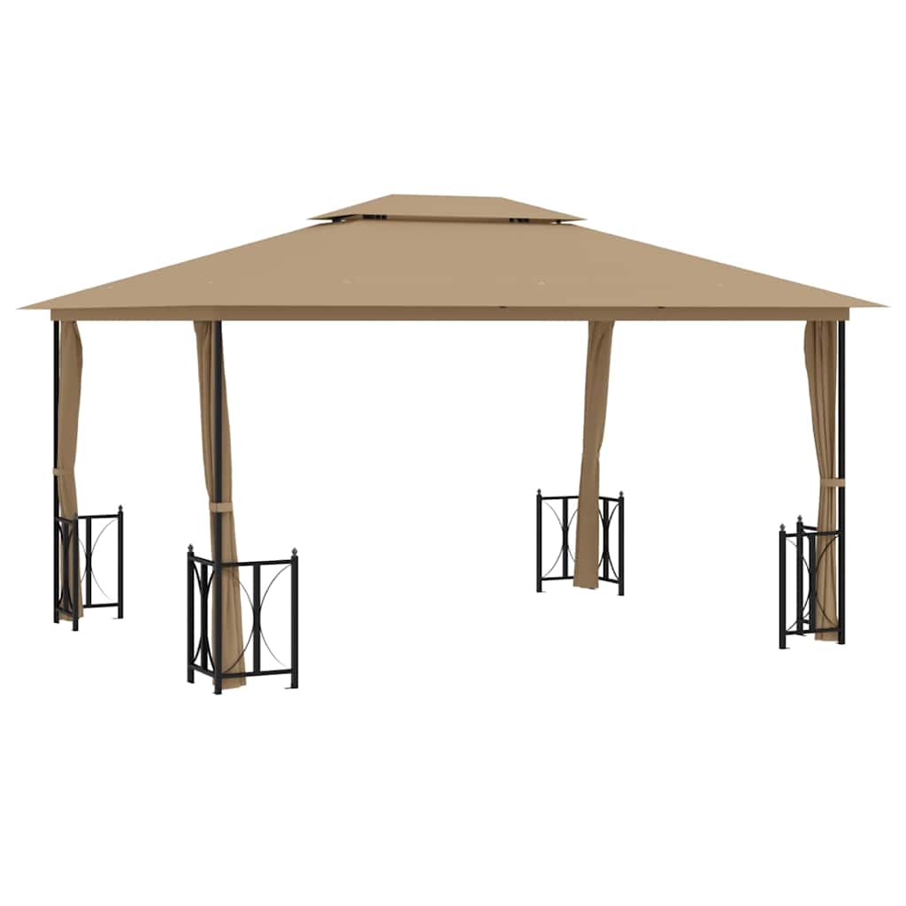 Varjualune külgseinte, kahekordse katusega 3x4 m, pruunikashall