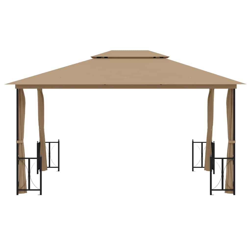 Varjualune külgseinte, kahekordse katusega 3x4 m, pruunikashall