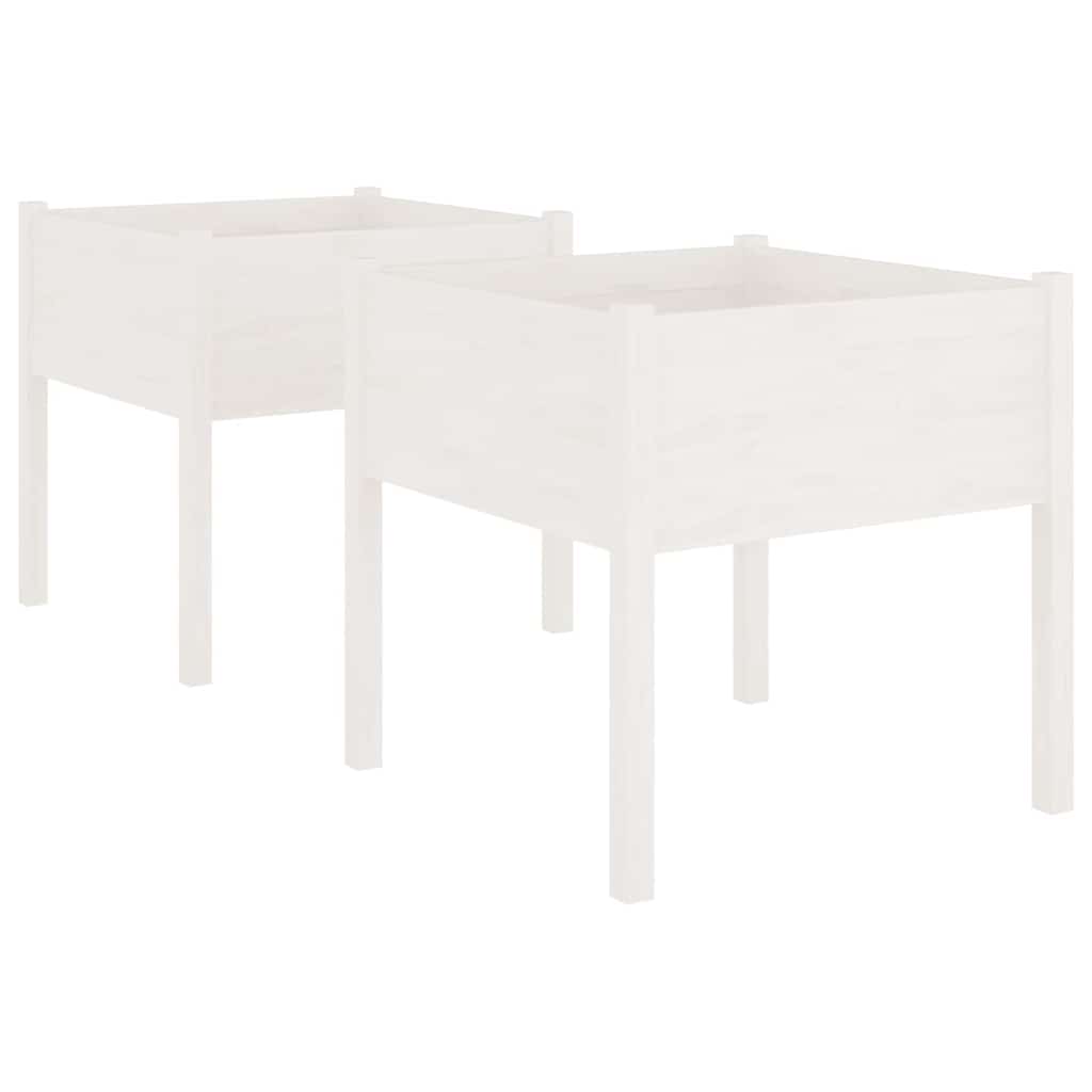 Aia taimekast, 2 tk, valge 70x70x70 cm, toekas männipuit