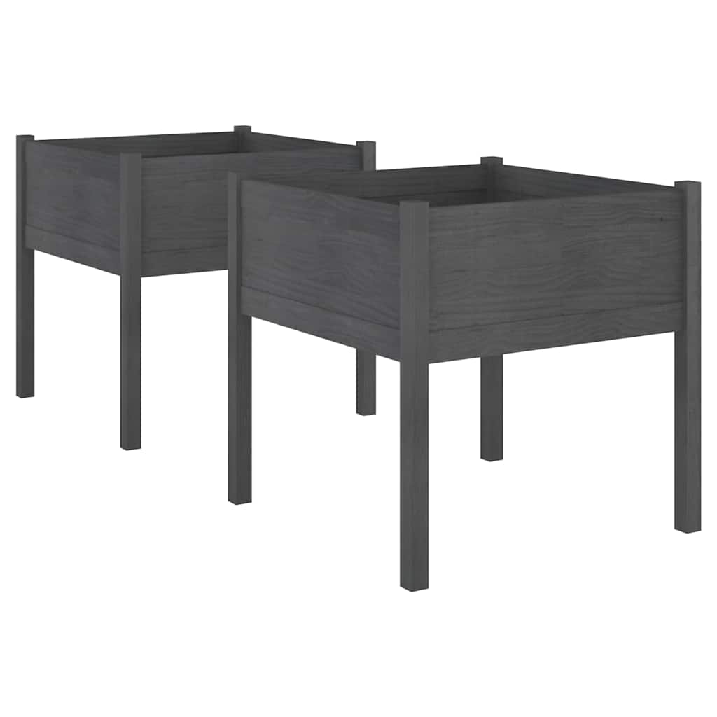 Aia taimekast, 2 tk, hall 70x70x70 cm, toekas männipuit