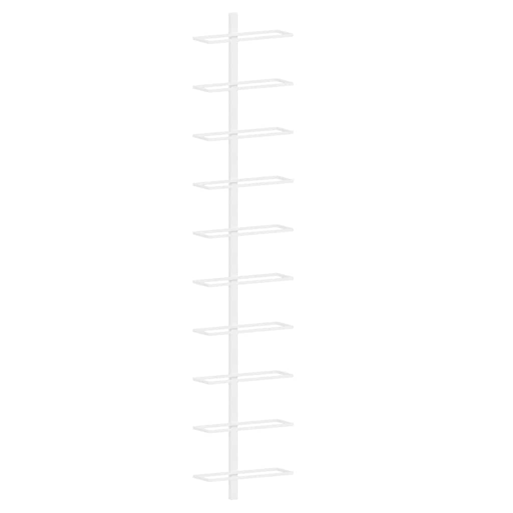 Seinale kinnitatav veiniriiul 10 pudelile, valge, metall