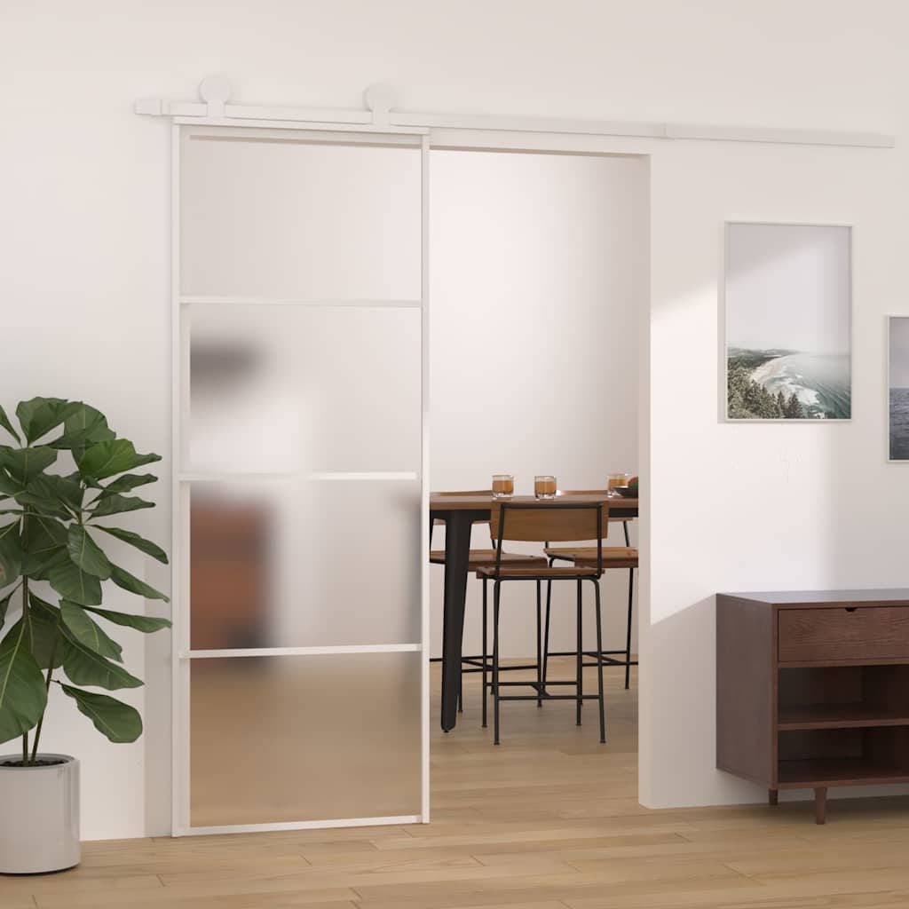 Liuguks, matt ESG-klaas ja alumiinium, 76 x 205 cm, valge