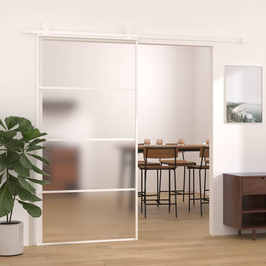 Liuguks, matt ESG-klaas ja alumiinium, 102,5 x205 cm, valge