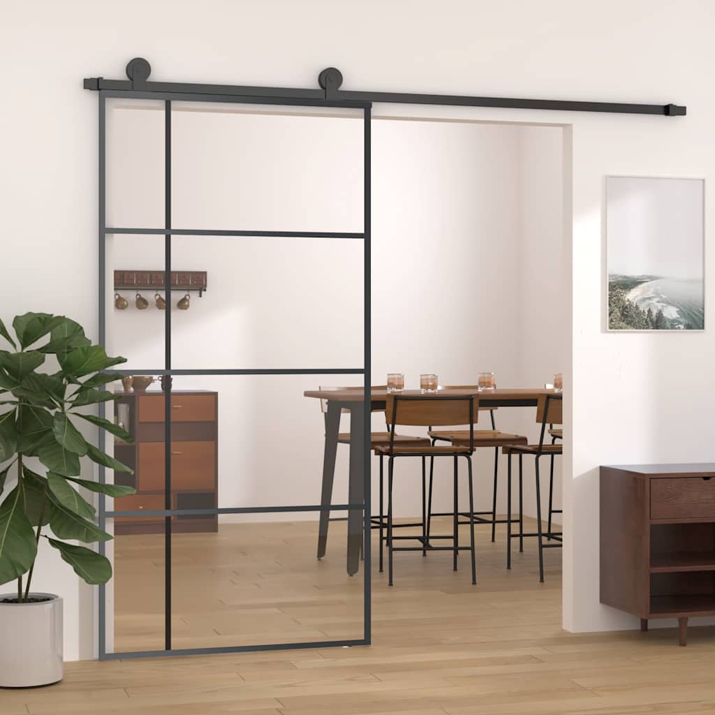 Liuguks, ESG-klaas ja alumiinium, 102,5 x 205 cm, must