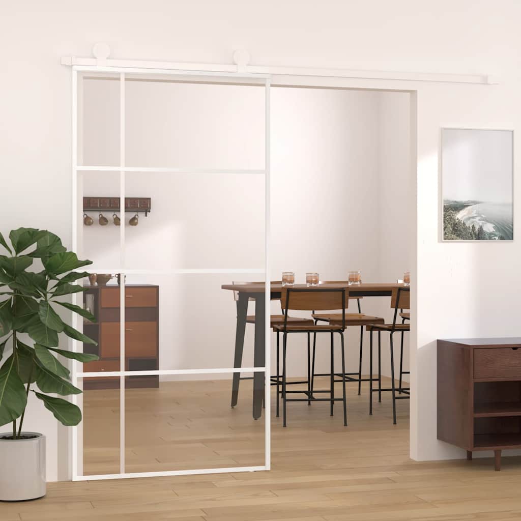 Liuguks, ESG-klaas ja alumiinium, 102,5 x 205 cm, valge